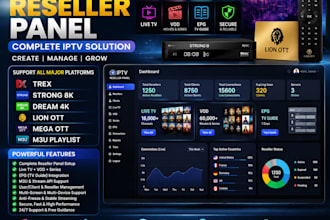 provide best reseller panel trex, strong 8k, dream 4k, lion ott, mega ott, m3u