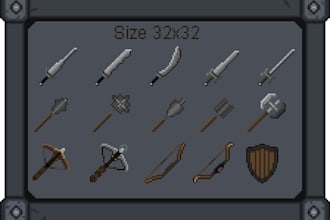 create custom pixel art icons, tilesets, props and UI assets