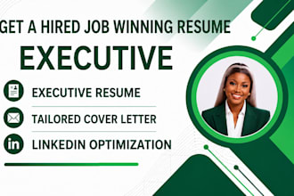 write executive resume for senior leadership role, cover letter and linkedin