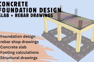 foundation design, rebar shop drawings for concrete slab, footing constructions