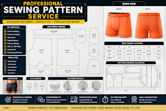 create digital sawing patterns, garment making, size grading for clothing brands