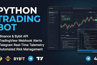 build custom trading bot, python bybit binance api and telegram alerts