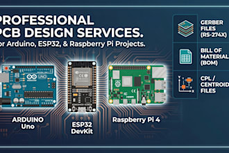 design arduino pcb, esp32 pcb, raspberry pi pcb with gerber, bom, and cpl files