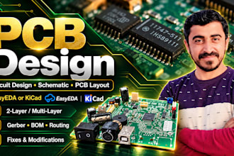 do pcb circuit design, schematic diagram and pcb layout in easyeda or kicad