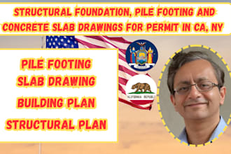 design structural foundation pile footing and concrete slab drawing in ny ca mi