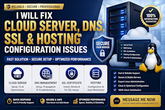 fix cloud server, dns, SSL and hosting configuration issues