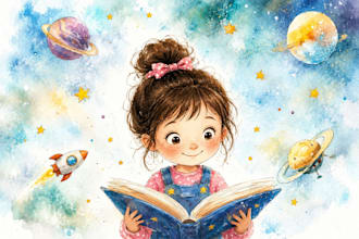 draw watercolor childrens story book illustration