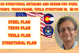 do structural detailing  for steel stairs truss frame tekla structure for ny oh