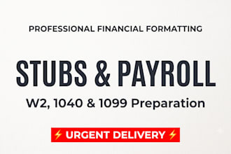 prepare form w2, 1099 1040 and tax return