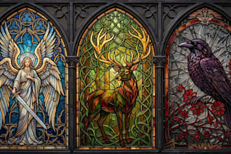 custom stained glass pattern stained glass design glass art window illustration