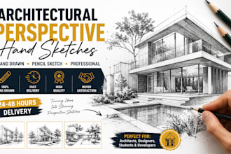 draw architectural perspective hand sketches
