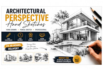 draw architectural perspective hand sketches