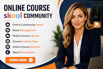 setup skool online community, skool course creation, skool community manager