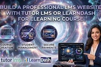 build a lms website with tutor lms or learndash for elearning  online course