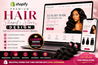 premium hair shopify store and beauty website design for extension brands