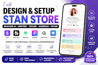 design stan store, beacons ai, linktree, taplink and gumroad