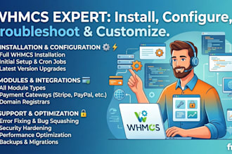 install, configure, troubleshoot and customize whmcs including modules