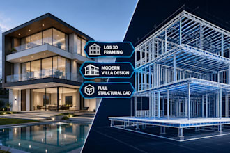 design modern villa floor plans lgs 3d framing and structural cad