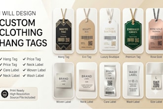 design professional clothing hang tag, price tag, product label
