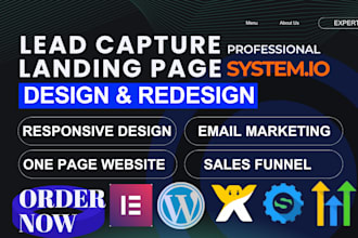 design lead capture page, landing page, sales funnel and squeeze page system io