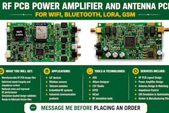 design rf pcb power amplifier and antenna pcb for for wifi, bluetooth, lora, GSM