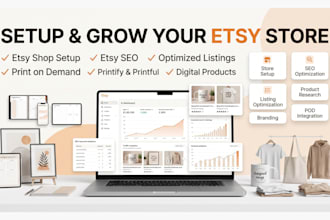 setup your etsy store, optimise etsy SEO, etsy listing, print on demand store
