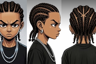create a boondocks inspired cartoon illustration