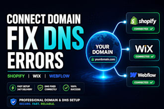 connect domain, fix dns, and setup domain on shopify, wix, webflow