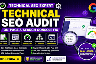 do technical SEO audit, on page and search console fix