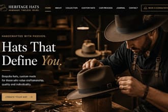 build squarespace hat maker website milliner accessory website footwear website