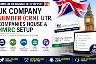 help with UK company number crn, utr, companies house and hmrc setup