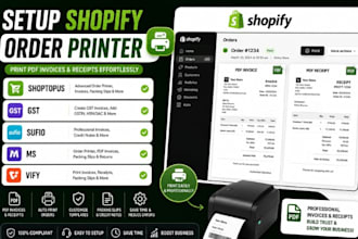 setup shopify shoptopus gst sufio ms vify order printer PDF invoice and receipt