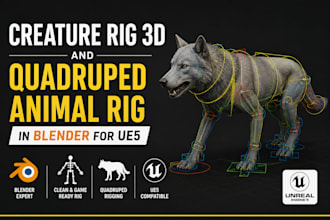 do creature rig 3d and quadruped animal rig in blender for ue5