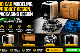 do 3d cad modeling,product and package design for prototype and fast manufacture