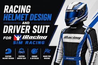 do racing helmet design and driver suit for iracing sim racing