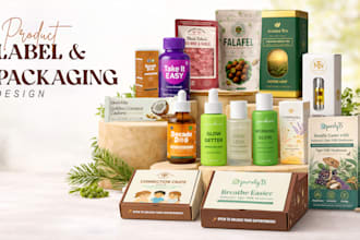 product packaging, box and label design print ready