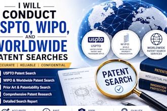 conduct uspto, wipo, and worldwide patent searches