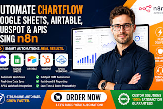 automate chartflow with google sheets, airtable, hubspot, apis using n8n, make