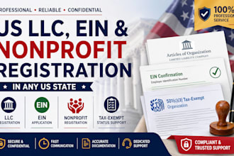 register US llc, ein and file nonprofit registration in any US state