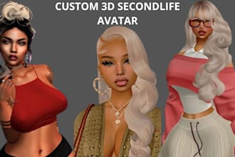 create custom 3d secondlife avatar zepeto fivem vrchat imvu 3d model bento rig