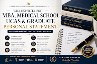 expertly edit MBA, medical school, ucas and graduate personal statement