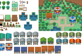 create 2d top down rpg maker tilesets 8x8, 16x16, 32x32, 64x64 pixel art tileset
