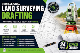 create accurate land survey cad drawings, boundary and topographic plans