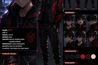 draw custom 2d anime characters and illustrations