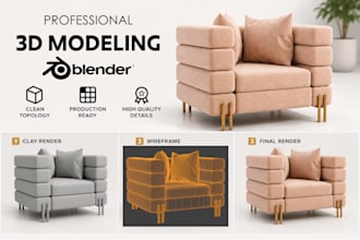 model realistic 3d furniture for rendering and ecommerce