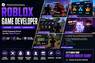 develop roblox game systems, scripts and animations roblox game developer