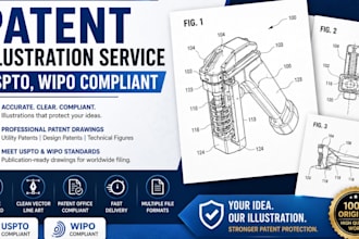 professional patent illustration service, uspto, wipo, epo compliant drawings
