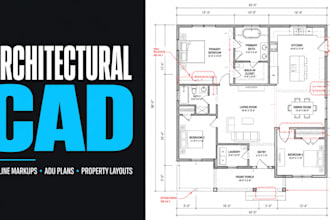 do architectural cad drafting redline markup and adu floor plan