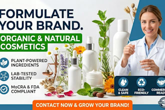 be your cosmetics chemist for organic skincare products formulations