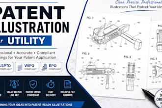 patent illustration for utility and design patent applications